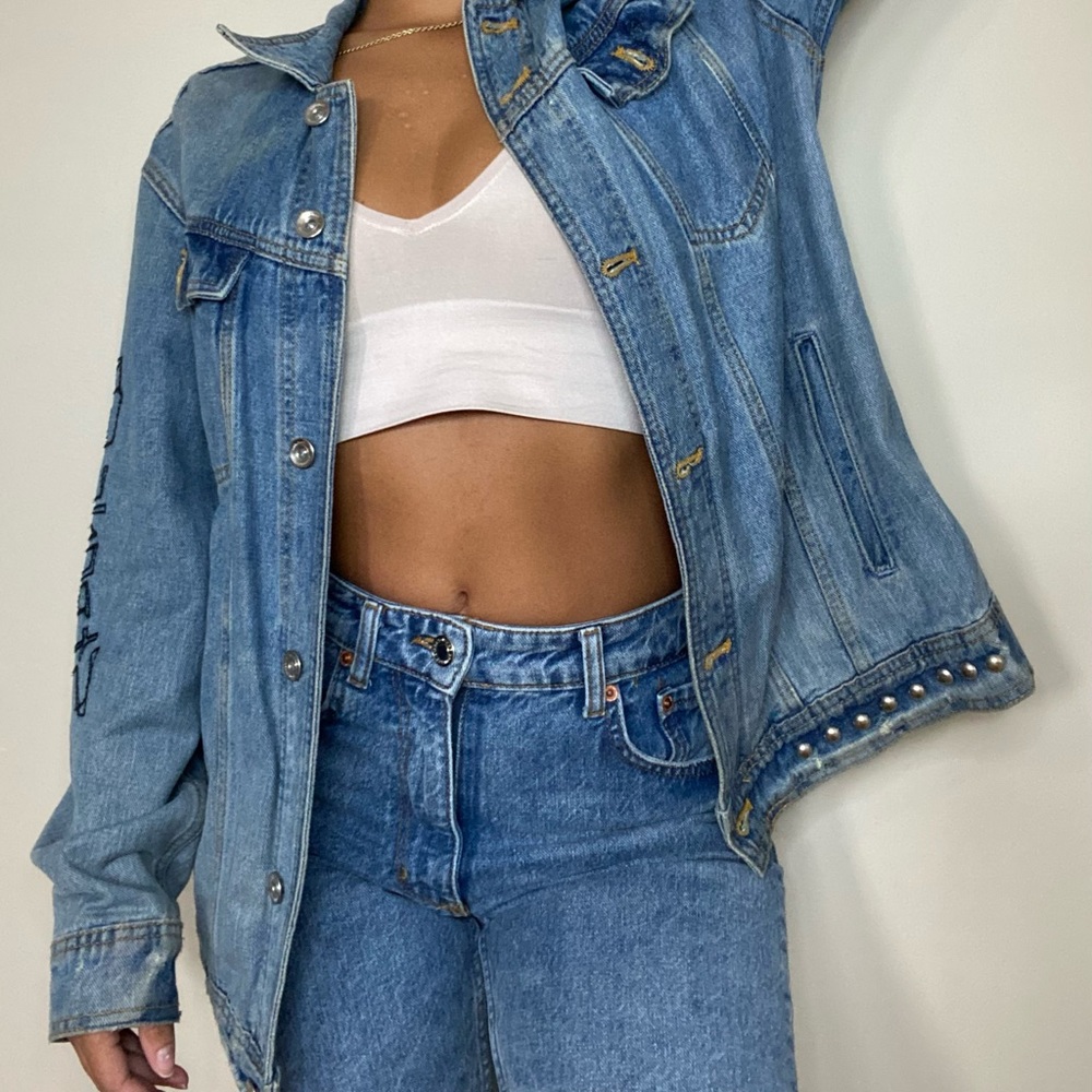 ZARA oversized jean jacket with patches